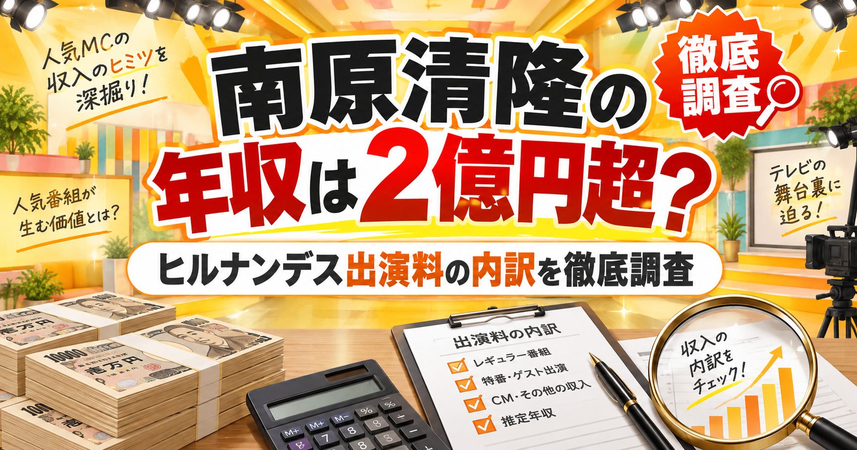 南原清隆の年収は2億円超？ヒルナンデス出演料の内訳を徹底調査