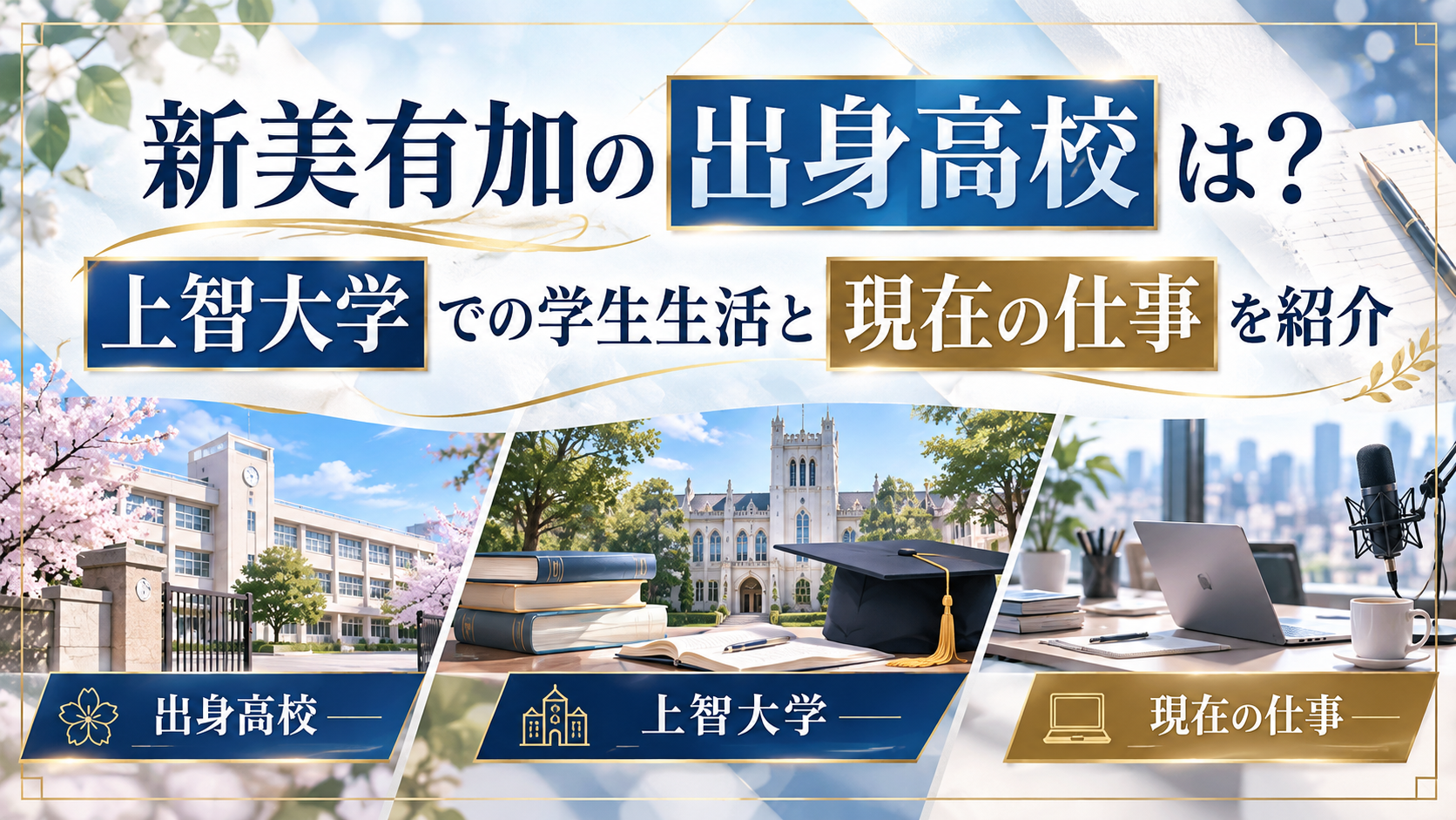 新美有加の出身高校は？上智大学での学生生活と現在の仕事を紹介